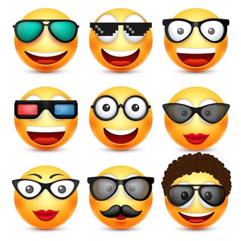 Emoticon Sonriente Conjunto Cara Amarilla Con Emociones Estado De Nimo