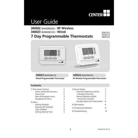 Center Cb Wired 7 Day Programmable Thermostat 340023 Manual