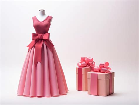 Premium Photo Mannequin Wearing Pink Dress And A Gift With White