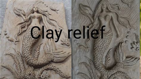 How To Make Clay Mermaid Easy Clay Sculpture Relief Making Youtube