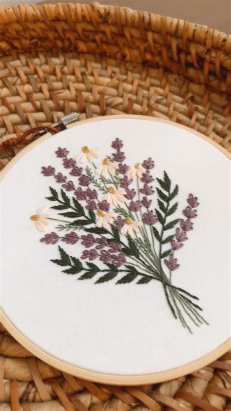 Lavender Bouquet Embroidery Hoop Lavender And Daisies Embroidery