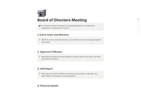 Board Of Directors Meeting Template Notion Marketplace