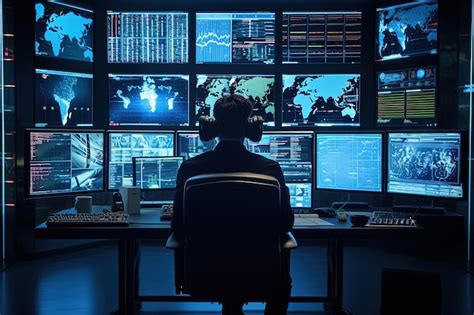 Premium Ai Image Back View Of A Computer Security Specialist Gathers