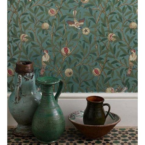 Bird And Pomegranate Wallpaper By Morris And Co Asparagus Price Per Yard Chairish