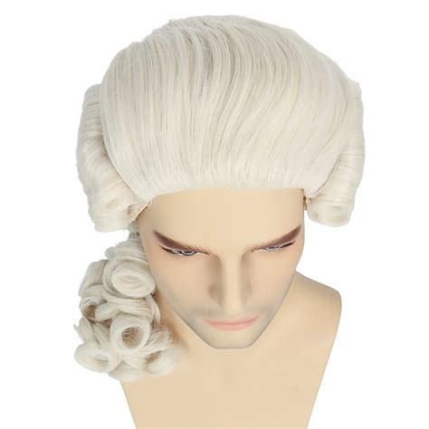 Colonial Wig Powdered Wig Men Blonde Wig Historical Carnival Costume Wig 18th Century Peruke Wig