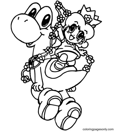 Yoshi With The Princess Coloring Page Free Printable Coloring Pages