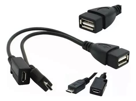 Adaptadores Usb Otg 2 En 1 Micro Usb Macho Hembra A Hembra Color Negro