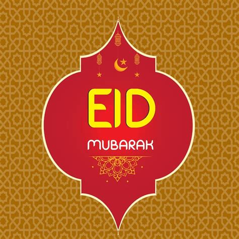 Un Fond Rouge Et Or Avec Un Texte Arabe Qui Dit Eid Mubarak Vecteur