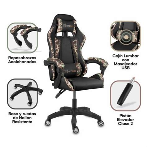 Silla Gamer Max Camuflaje Lb Con Reposa Pies Nenotech