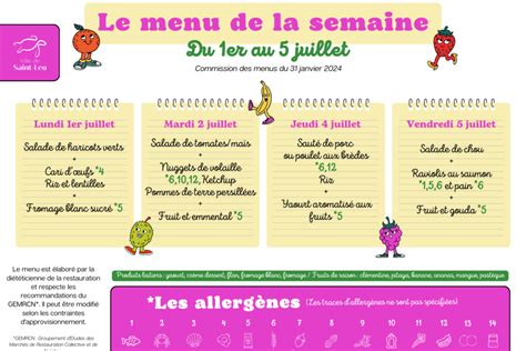 Restauration Scolaire Menu Du Er Au Juillet Saint Leu