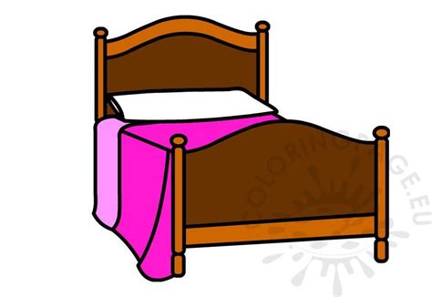 Wood bed with pink blanket | Coloring Page