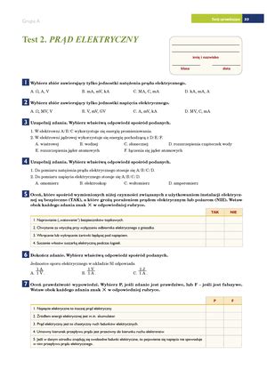 Test Pr D Elektryczny Test Z Widoczn Punktacj Grupa A Strona