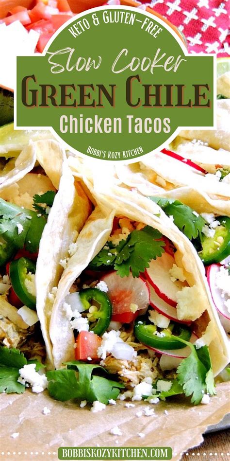 Easy Creamy Slow Cooker Green Chile Chicken Tacos Recipe Low Carb