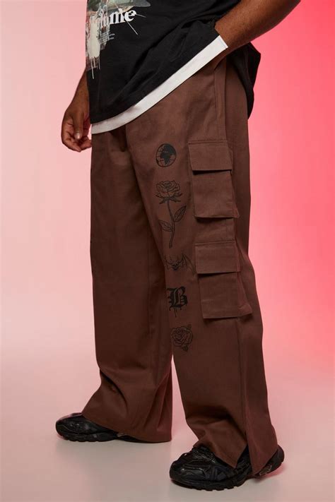 Mens Plus Tarot Straight Fit Split Hem Cargo Trouser Boohoo Uk