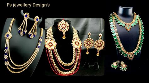 Most Beautiful Gold Long Nacklaces Sets With Real Stones Fittings Youtube