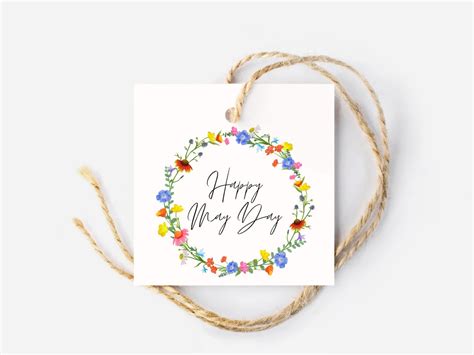 Happy May Day Printable Tags Square Tags May Day Tags Wildflower