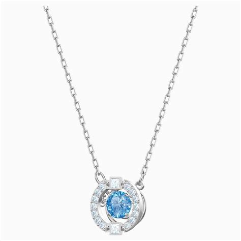 Swarovski Sparkling Dance Round Set Blue Rhodium Plating 38 1cm