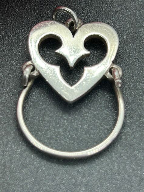 Retired James Avery Scrolled Heart Charm Holder Gem