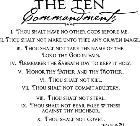 Inspirational Wall Quote The Ten Commandments Vinyl Wall Quote