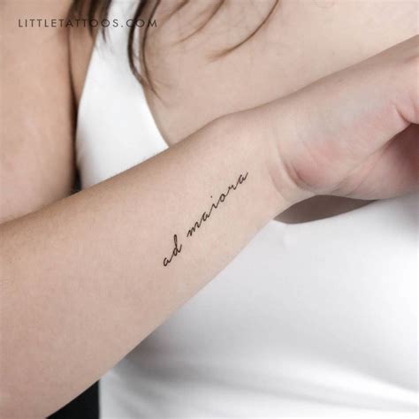 Ad Maiora Temporary Lettering Tattoo Located On The