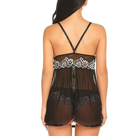 EHQJNJ For Role Play Women Halter Chemise Lace Lingerie Set V Neck