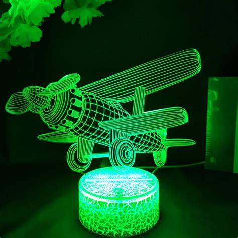 3d Fantasy Vintage Airplane Model Led Hologram Light Acrylic Night Lamp