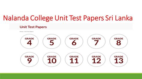 Nalanda College Unit Test Papers Answers Grade 5 6 7 8 9 10 11 Sinhala Medium