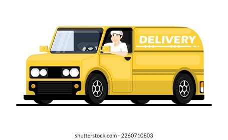 Cartoon Male Courier Driving Van Delivery Stock Vector (Royalty Free) 2260710803 | Shutterstock