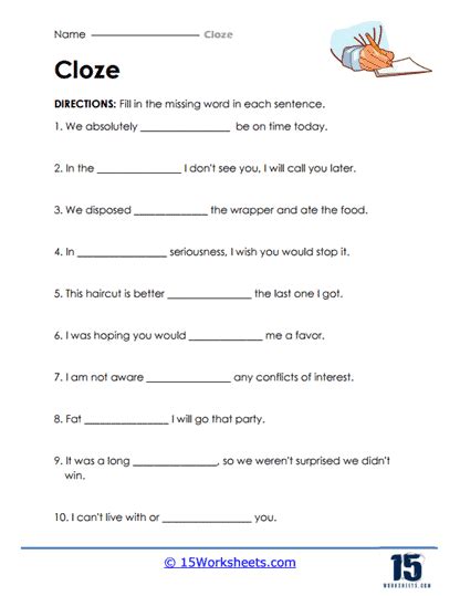 Cloze Worksheets 15