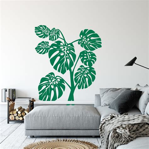 Monstera Wall Decal Jungle Theme Decor Plant Wall Decals Etsy