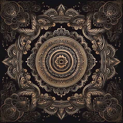 Premium AI Image | a black and gold floral pattern with a golden ornament