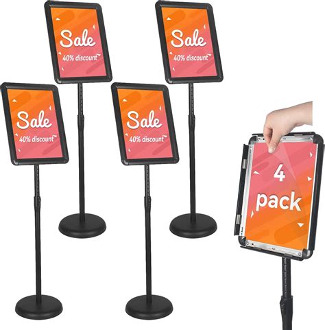 Amazon HUAZI Adjustable Sign Holder Stand 4PACK Floor Sign Holder