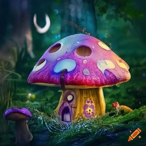 Colorful Fairy Forest With Magical Mushroom Houses On Craiyon