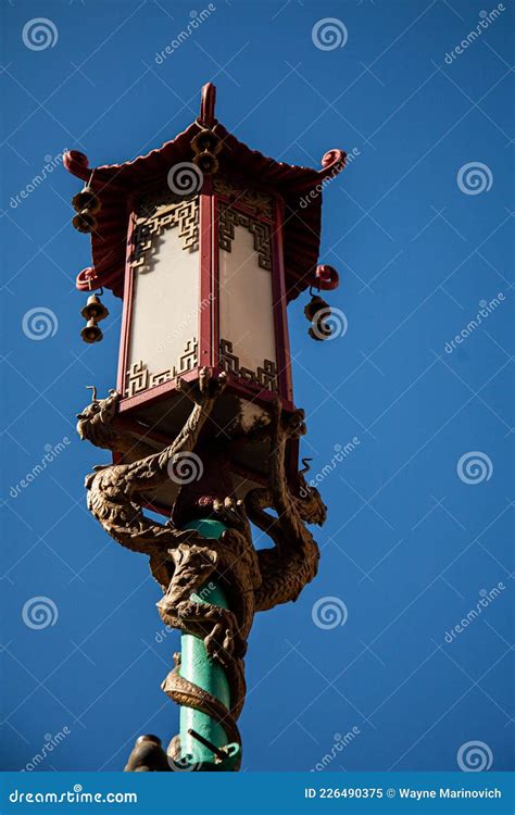 Chinese Street Lamp In San Francisco Stock Image Image Of Oriental