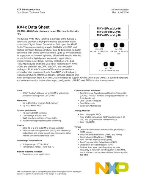 Pdf Kv X Data Sheet Nxp Semiconductors Data Sheet Technical Data