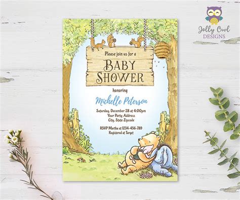 Winnie The Pooh Baby Shower Party Invitation-Personalized Invitation ...