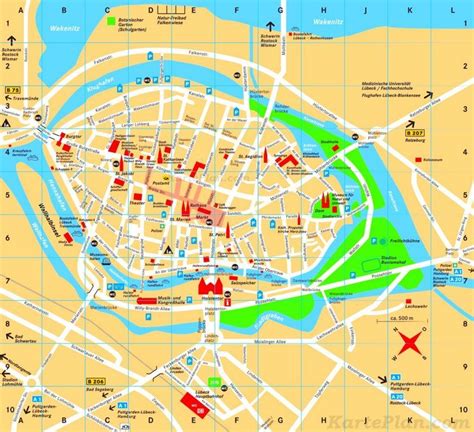 Touristischer Stadtplan Von L Beck Tourist Map Map Lubeck