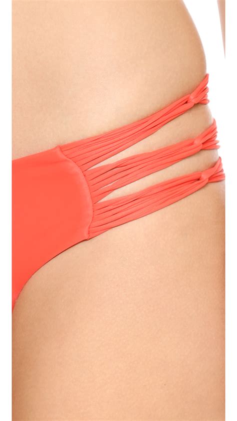 Lyst Mikoh Swimwear Velzyland Skinny String Bikini Bottoms Foam In Red