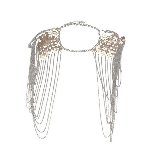 Vintage Punk Sele Bikini Body Link Epaulet Skulder Kæde Halskæde Krave dinglende kvast Guld dcb