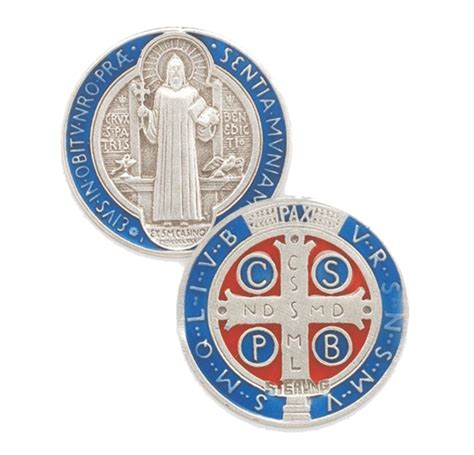 Sterling Silver Enamel St Benedict Medal Our Lady Of Clear Creek Abbey