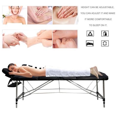 Table De Massage Pliante En Aluminium 3 Zones Noire Cdiscount Santé