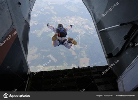 Skydiving Exit Start Jump Skydiver Has Just Jumped Out Plane Stock