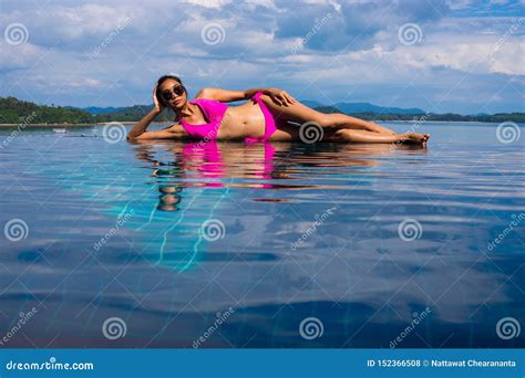 Skinny Tanned Skin Asian Woman Bikini Swim Pool Stock Photo Image Of Holiday Pretty 152366508