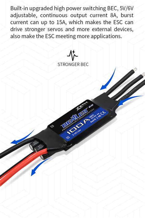 ZTW 32 Bit Brushless ESC 20A 30A 40A 80A 100A 2 6S SBEC 5V 6V 8A für RC