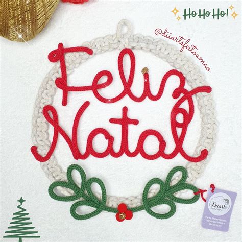 Guirlanda Feliz Natal Em Tricotin E Macrame Elo