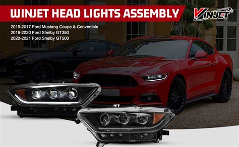 Winjet Led Headlight Assembly Compatible With 2015 2016 2017 Ford Mustang Ford