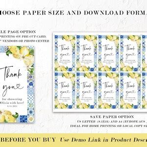 Blue Tiles Lemon Bridal Shower Favor Tags Italian Positano Bridal