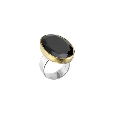 Canyon Bague Argent Laiton Onyx Ovale Mod Le Xxl Pour Femme