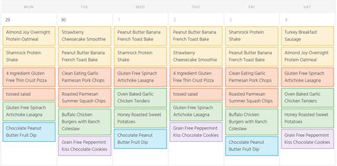 30 Day Meal Plan Template