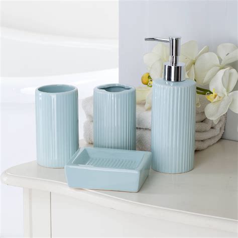 Mainstays 4 Piece Ceramic Bath Accessory Set Aqua